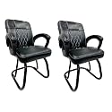 RATISON Special Chair with arm Rest Strong Metal Frame and Cushioned seat Back Perfect for Long Working Hours (2, White Black, Powder Coated Double Pipe Frame)