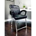 RATISON Special Chair with arm Rest Strong Metal Frame and Cushioned seat Back Perfect for Long Working Hours (1, White Black, H Frame)