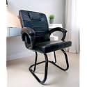RATISON Special Chair with arm Rest Strong Metal Frame and Cushioned seat Back Perfect for Long Working Hours (1, Black, Powder Coated Double Pipe Frame)