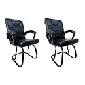 RATISON Special Chair with arm Rest Strong Metal Frame and Cushioned seat Back Perfect for Long Working Hours (2, Black, Powder Coated Double Pipe Frame)