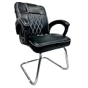 RATISON Special Chair with arm Rest Strong Metal Frame and Cushioned seat Back Perfect for Long Working Hours (1, White Black, S Type Frame)