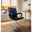 RATISON Special Chair with arm Rest Strong Metal Frame and Cushioned seat Back Perfect for Long Working Hours (1, Black, S Type Frame)