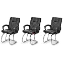 RATISON Special Chair with arm Rest Strong Metal Frame and Cushioned seat Back Perfect for Long Working Hours (3, White Black, Double Pipe Chrome Frame)