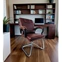 Special Chair with arm Rest Strong Metal Frame and Cushioned seat Back Perfect for Long Working Hours (1, Coffee, S Type Frame)