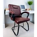 RATISON Special Chair with arm Rest Strong Metal Frame and Cushioned seat Back Perfect for Long Working Hours (1, Coffee, Powder Coated Double Pipe Frame)
