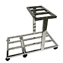 RATISON Stainless Steel Topless Triple Three Inverter Battery UPS Stand for Three Batteries (1, Steel Triple Wheel Topless)