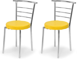 ratison steel dining home office restaurant chair with back support computer workvisitor study chair for work from home motive with chrome steel frame and leather seat without arm chair leatherette dining chair set of 2 finish color - yellow