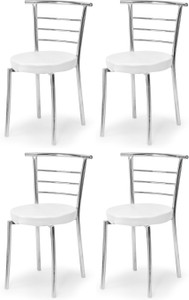 ratison steel dining home office restaurant chair with back support computer workvisitor study chair for work from home motive with chrome steel frame and leather seat without arm chair leatherette dining chair set of 4 finish color - grey