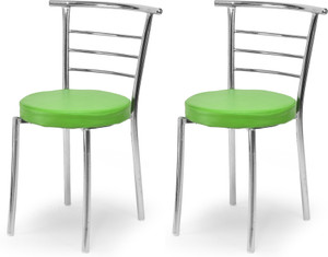 ratison steel dining home office restaurant chair with back support computer workvisitor study chair for work from home motive with chrome steel frame and leather seat without arm chair leatherette dining chair set of 2 finish color - green