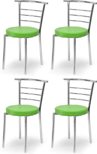 ratison steel dining home office restaurant chair with back support computer workvisitor study chair for work from home motive with chrome steel frame and leather seat without arm chair leatherette dining chair set of 4 finish color - green