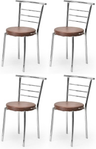 ratison steel dining home office restaurant chair with back support computer workvisitor study chair for work from home motive with chrome steel frame and leather seat without arm chair leatherette dining chair set of 4 finish color - brown