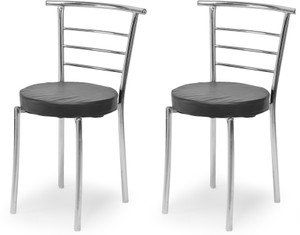ratison steel dining home office restaurant chair with back support computer workvisitor study chair for work from home motive with chrome steel frame and leather seat without arm chair leatherette dining chair set of 2 finish color - black
