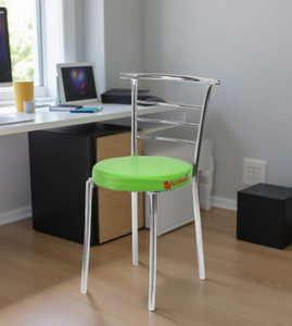 ratison steel dining home office restaurant chair with back support computer workvisitor study chair for work from home motive with chrome steel frame and leather seat without arm chair leatherette dining chair set of 1 finish color - green