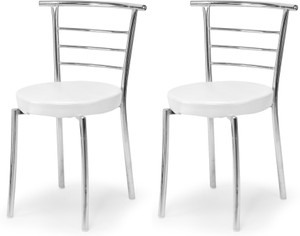 ratison steel dining home office restaurant chair with back support computer workvisitor study chair for work from home motive with chrome steel frame and leather seat without arm chair leatherette dining chair set of 2 finish color - grey