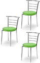 RATISON Steel Dining Home Office Restaurant Chair with Back Support, Computer Work/Visitor Study Chair for Work from Home Motive with Chrome Steel Frame and Leather seat Without arm Chair Leatherette Dining Chair (Set of 3, F
