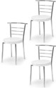 RATISON Steel Dining Home Office Restaurant Chair with Back Support, Computer Work/Visitor Study Chair for Work from Home Motive with Chrome Steel Frame and Leather seat Without arm Chair Leatherette Dining Chair (Set of 3, F