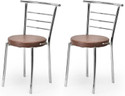 RATISON Steel Dining Home Office Restaurant Chair with Back Support, Computer Work/Visitor Study Chair for Work from Home Motive with Chrome Steel Frame and Leather seat Without arm Chair Leatherette Dining Chair (Set of 2, F