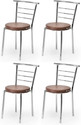 RATISON Steel Dining Home Office Restaurant Chair with Back Support, Computer Work/Visitor Study Chair for Work from Home Motive with Chrome Steel Frame and Leather seat Without arm Chair Leatherette Dining Chair (Set of 4, F