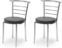 RATISON Steel Dining Home Office Restaurant Chair with Back Support, Computer Work/Visitor Study Chair for Work from Home Motive with Chrome Steel Frame and Leather seat Without arm Chair Leatherette Dining Chair (Set of 2, F