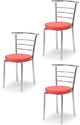 RATISON Steel Dining Home Office Restaurant Chair with Back Support, Computer Work/Visitor Study Chair for Work from Home Motive with Chrome Steel Frame and Leather seat Without arm Chair Leatherette Dining Chair (Set of 3, F