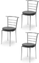RATISON Steel Dining Home Office Restaurant Chair with Back Support, Computer Work/Visitor Study Chair for Work from Home Motive with Chrome Steel Frame and Leather seat Without arm Chair Leatherette Dining Chair (Set of 3, F