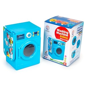 ratna39s washing machine deluxe blue color with front load door amp foldable iron table household pretend play role play plastic toy for kids