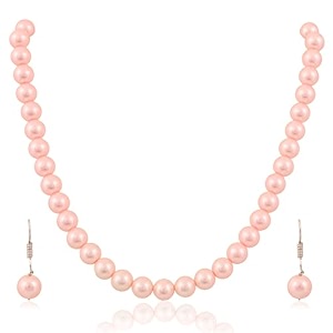 ratnavali jewels imitation pearl 10mm bead size strand necklace pearl moti mala jewellery set with earrings for women girls
