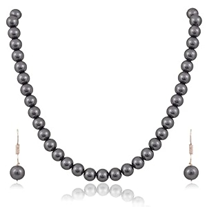 ratnavali jewels imitation pearl 10mm bead size strand necklace pearl moti mala jewellery set with earrings for women girls
