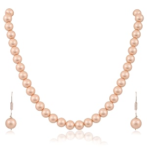 ratnavali jewels imitation pearl 10mm bead size strand necklace pearl moti mala jewellery set with earrings for women girls
