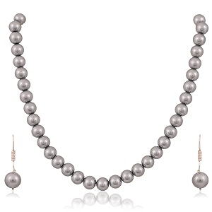 ratnavali jewels imitation pearl 10mm bead size strand necklace pearl moti mala jewellery set with earrings for women girls