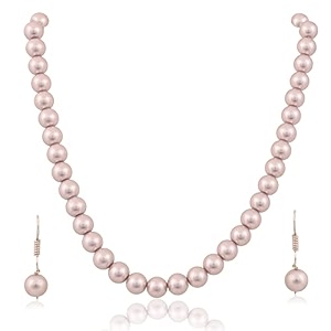 ratnavali jewels imitation pearl 10mm bead size strand necklace pearl moti mala jewellery set with earrings for women girls