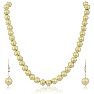 ratnavali jewels imitation pearl 10mm bead size strand necklace pearl moti mala jewellery set with earrings for women girls