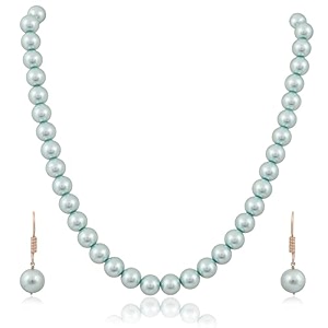 ratnavali jewels imitation pearl 10mm bead size strand necklace pearl moti mala jewellery set with earrings for women girls
