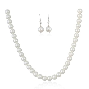 ratnavali jewels imitation pearl 10mm bead size strand necklace pearl moti mala jewellery set with earrings for women girls