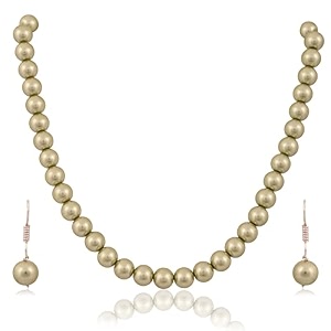 ratnavali jewels imitation pearl 10mm bead size strand necklace pearl moti mala jewellery set with earrings for women girls
