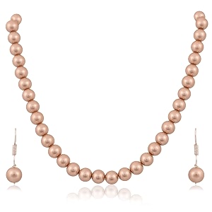 ratnavali jewels imitation pearl 10mm bead size strand necklace pearl moti mala jewellery set with earrings for women girls