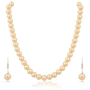 ratnavali jewels imitation pearl 10mm bead size strand necklace pearl moti mala jewellery set with earrings for women girls