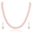 Ratnavali Jewels Imitation Pearl 10MM Bead Size Strand Necklace Pearl Moti Mala Jewellery Set with Earrings for Women Girls