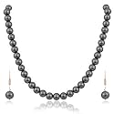 Ratnavali Jewels Imitation Pearl 10MM Bead Size Strand Necklace Pearl Moti Mala Jewellery Set with Earrings for Women Girls