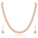 Ratnavali Jewels Imitation Pearl 10MM Bead Size Strand Necklace Pearl Moti Mala Jewellery Set with Earrings for Women Girls