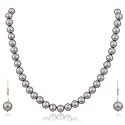 Ratnavali Jewels Imitation Pearl 10MM Bead Size Strand Necklace Pearl Moti Mala Jewellery Set with Earrings for Women Girls