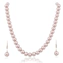 Ratnavali Jewels Imitation Pearl 10MM Bead Size Strand Necklace Pearl Moti Mala Jewellery Set with Earrings for Women Girls
