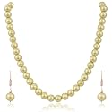 Ratnavali Jewels Imitation Pearl 10MM Bead Size Strand Necklace Pearl Moti Mala Jewellery Set with Earrings for Women Girls