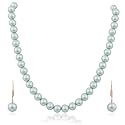 Ratnavali Jewels Imitation Pearl 10MM Bead Size Strand Necklace Pearl Moti Mala Jewellery Set with Earrings for Women Girls
