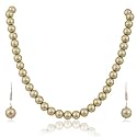 Ratnavali Jewels Imitation Pearl 10MM Bead Size Strand Necklace Pearl Moti Mala Jewellery Set with Earrings for Women Girls