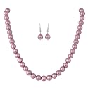 Ratnavali Jewels Imitation Pearl 10MM Bead Size Strand Necklace Pearl Moti Mala Jewellery Set with Earrings for Women Girls