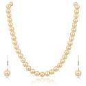 Ratnavali Jewels Imitation Pearl 10MM Bead Size Strand Necklace Pearl Moti Mala Jewellery Set with Earrings for Women Girls
