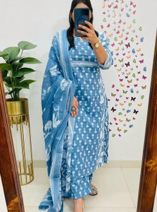 RATNTHAL Women Kurti Pant Attached Dupatta Set