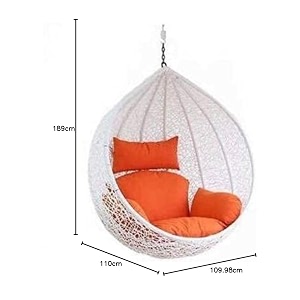 happy star outdoor furniture single seater swing without stand white with orange cushion