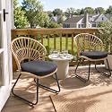 Rattan Patio Dining Chairs Set of 2, Wicker Outdoor Chair